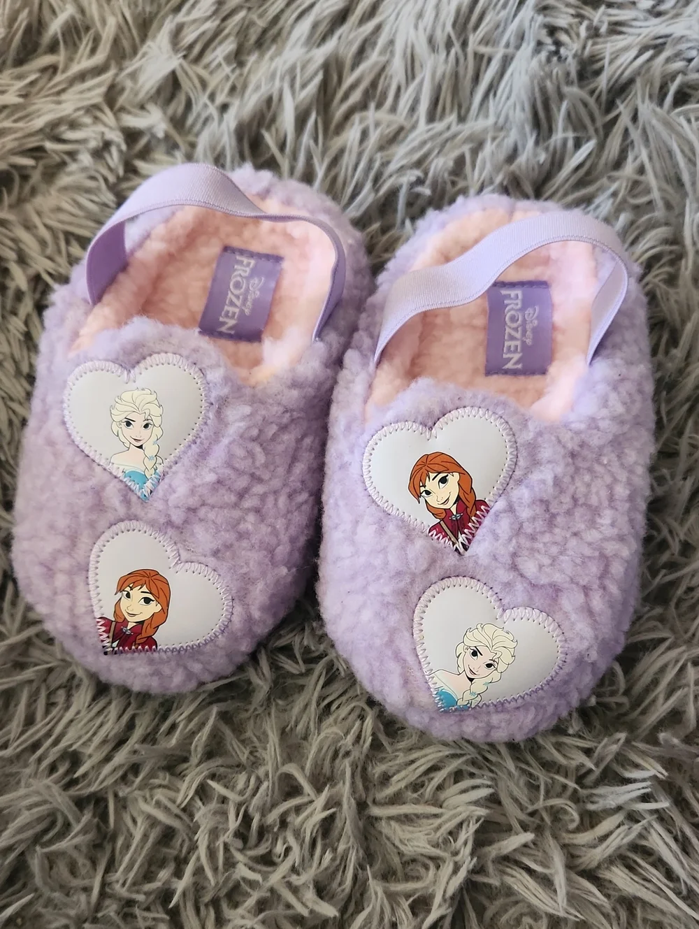 Disney Frozen Girls' Lavender Plush Slippers Toddler Size 7/8